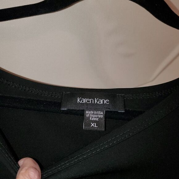 Karen Kane Long Sleeve Knot Top Blouse Black Sz XL - Picture 3 of 3